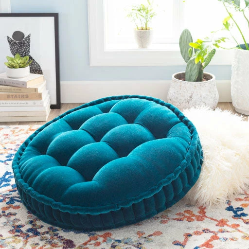 Surya Teal Cotton Velvet Floor Pillow All Pillows 3 Surya Teal Cotton Velvet Floor Pillow All Pillows