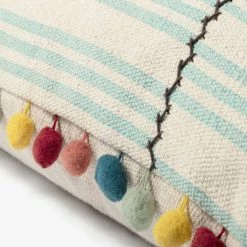 Loloi Rugs All Pillows Teal Pom Pom Pillow