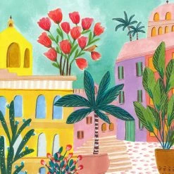 Andalusian Square City Art Print By Roeqiya Fris New