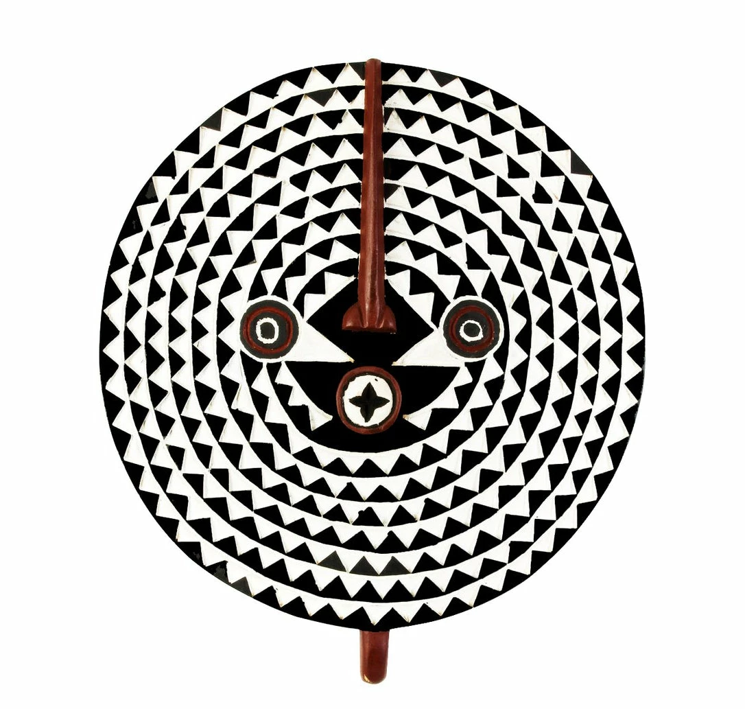 Swahili African Modern Bwa Wooden Sun Mask All Décor & Mirrors 3 Swahili African Modern Bwa Wooden Sun Mask All Décor & Mirrors