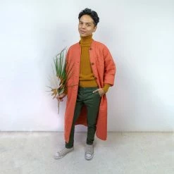 Peking Hamsa Quilted Coat In Coral By Jungalow® 11 Peking Hamsa Quilted Coat In Coral By Jungalow®