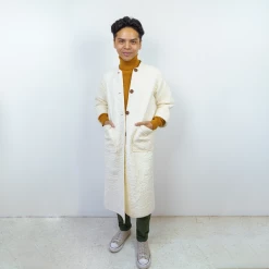 Peking Hamsa Quilted Coat In Porcelain By Jungalow® Coats/Robes 9 Peking Hamsa Quilted Coat In Porcelain By Jungalow® Coats/Robes