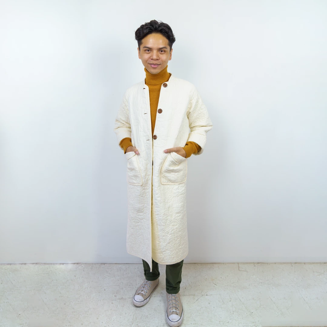 Peking Hamsa Quilted Coat In Porcelain By Jungalow® Coats/Robes 6 Peking Hamsa Quilted Coat In Porcelain By Jungalow® Coats/Robes