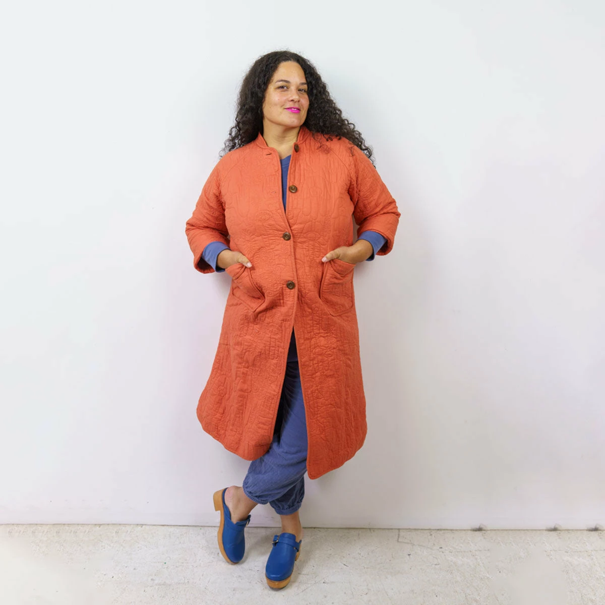 Peking Hamsa Quilted Coat In Coral By Jungalow® 4 Peking Hamsa Quilted Coat In Coral By Jungalow®