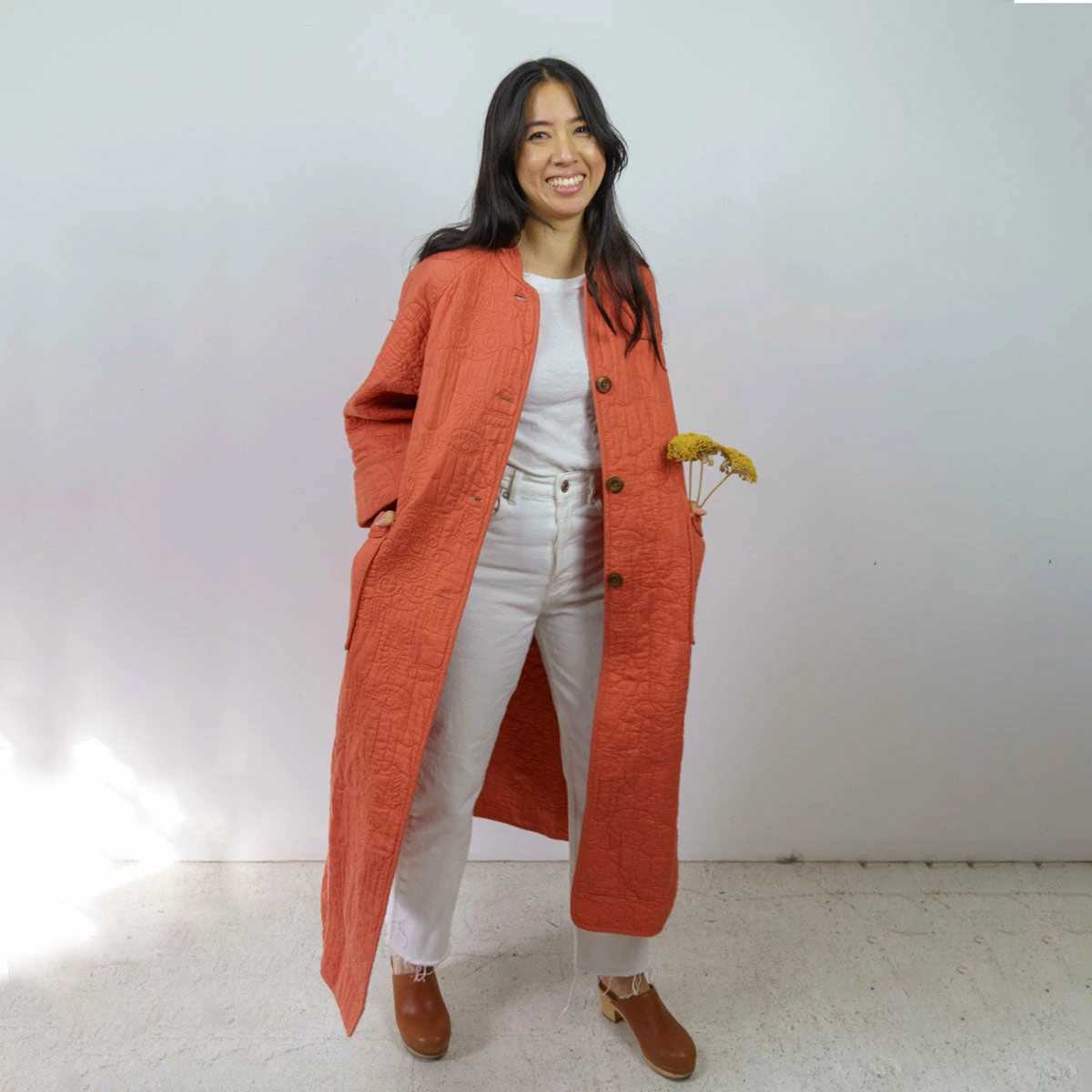 Peking Hamsa Quilted Coat In Coral By Jungalow® 5 Peking Hamsa Quilted Coat In Coral By Jungalow®