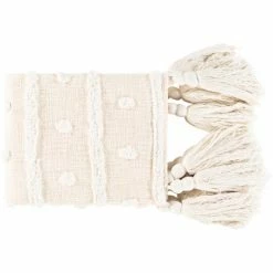 Surya Cream Shag Throw Blanket