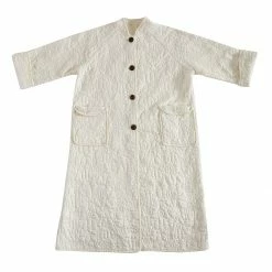 Peking Hamsa Quilted Coat In Porcelain By Jungalow® Coats/Robes