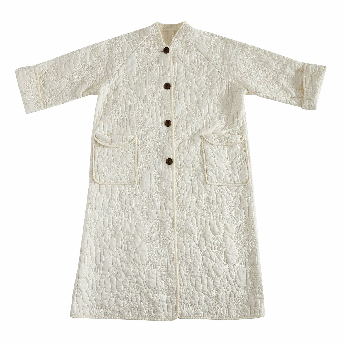 Peking Hamsa Quilted Coat In Porcelain By Jungalow® Coats/Robes 3 Peking Hamsa Quilted Coat In Porcelain By Jungalow® Coats/Robes