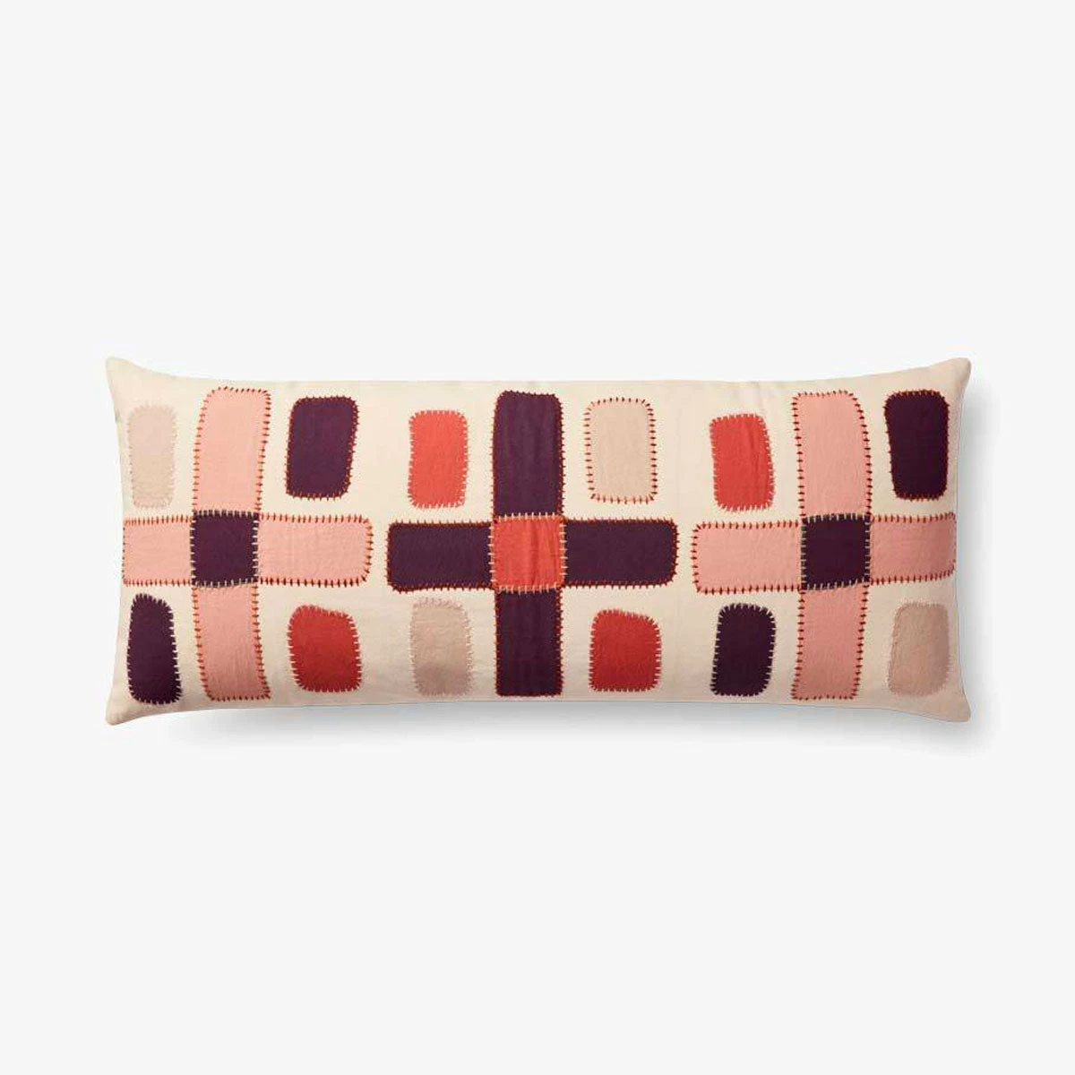 Loloi Rugs Pink Stitched Lumbar Pillow By Justina Blakeney® X Loloi 3 Loloi Rugs Pink Stitched Lumbar Pillow By Justina Blakeney® X Loloi
