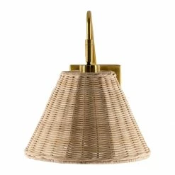 Surya All Lighting Rattan + Gold Sconce
