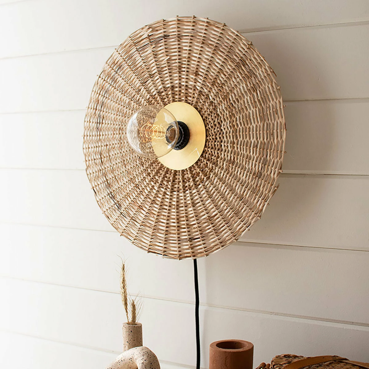 Kalalou Rattan Wall Sconce Lamp All Lighting 3 Kalalou Rattan Wall Sconce Lamp All Lighting