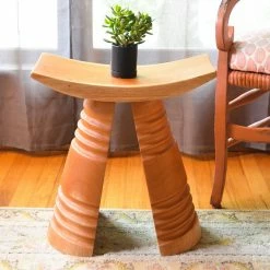 Swahili African Modern Hand Carved Cedrela Stool