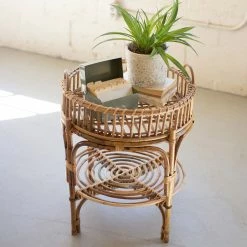 Kalalou Cane Table With Tray